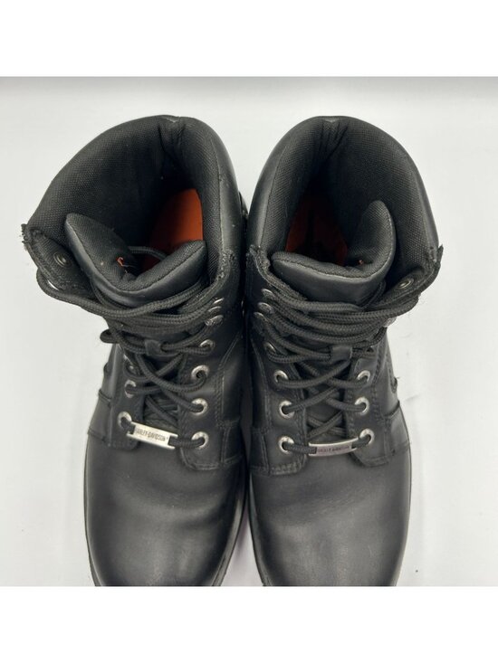 Harley-Davidson Mens Black Leather Lace-Up Logo Accent Riding Boots Sz 13M 3357 main image 4